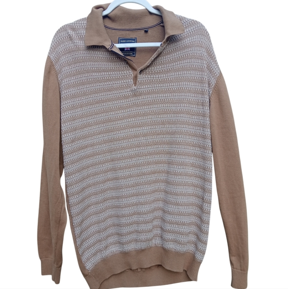 Classic Tan Zip-Up Sweater for Men
